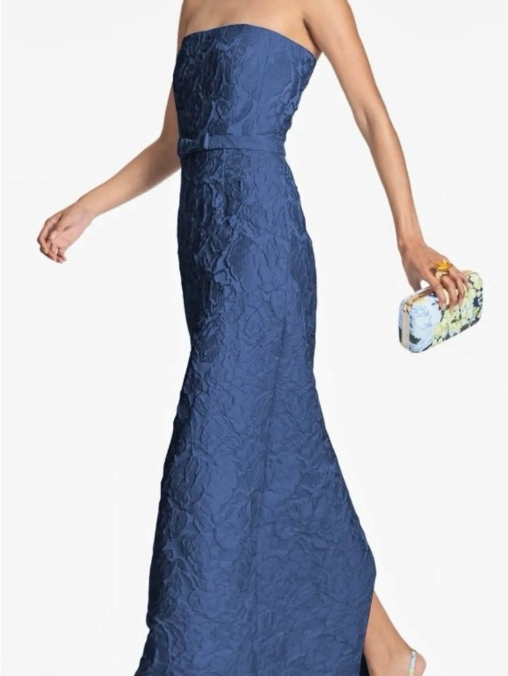 Sachin + Babi Strapless Textured Gown in Navy